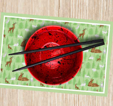 Ormandaki vahşi hayvanlar çocuk placemats - TenStickers