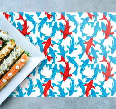 Red fishes swimming watercolor Vinyl placemats - TenStickers