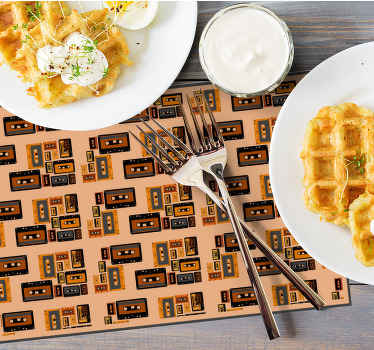 80 年代卡带图案原创餐垫 - TenStickers