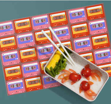 Rødt og pink 80'er kassettemønster dækkeserviet - TenStickers