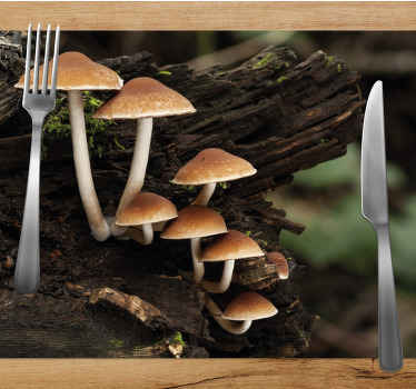 Mushrooms on a tree trunk textured placemats - TenStickers
