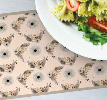 Pinkki ja musta pastelli kukkakuvio tyylikäs pöytätabletti - Tenstickers