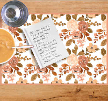 Mantel individual elegante Elegantes flores de color rosa pastel - TenVinilo