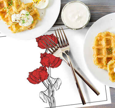 červené zvislé tulipány vzor elegantné prestieranie - Tenstickers