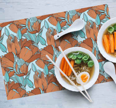 Brune tulipaner kunstnerisk blå design spisebrikke elegant - Tenstickers