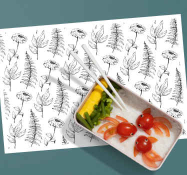 Mantel individual elegante Tulipanes grises dibujados a mano - TenVinilo