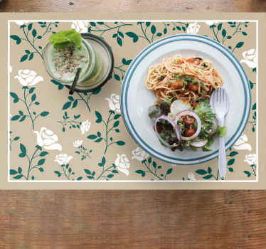 Elegantní prostírání se vzorem bílé vintage růže - TenStickers