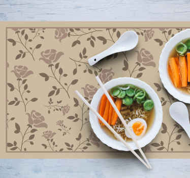 καφέ vintage μοτίβο τριαντάφυλλο κομψά σουπλά - TenStickers