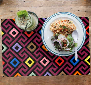 多彩几何迷宫图案餐垫 - TenStickers