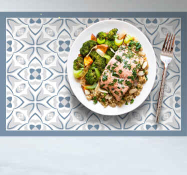 Moderne blåt blomster mønster dækkeserviet - TenStickers