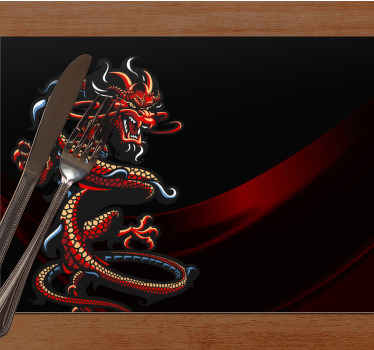 Dark Curled up Dragon original placemats - TenStickers