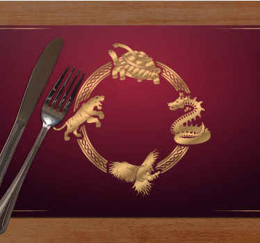 四神ドラゴンタイガーオリジナルランチョンマット - TENSTICKERS