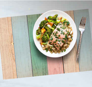 木製の織り目加工のカラフルな板のプレースマット - TENSTICKERS