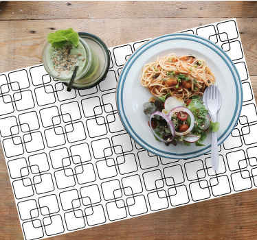 黑色方块城市模式现代餐垫 - TenStickers