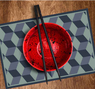 Blue retro cube pattern Vinyl placemats - TenStickers