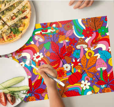 Flower power retro pattern Vinyl placemats - TenStickers