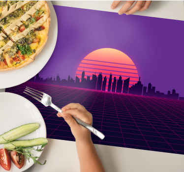 Vaporwave sunset 80s style original placemats - TenStickers