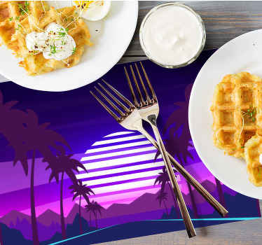 Vaporwave  highway with trees original placemat - TenStickers