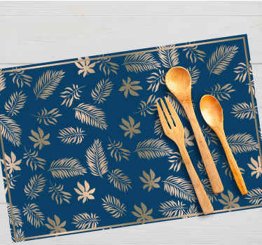 African style blue flower Vinyl placemats - TenStickers