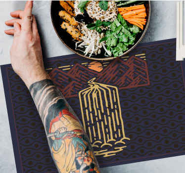 Originele placemat bergwaterval scène - TenStickers