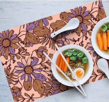 African style brown flower original placemats - TenStickers