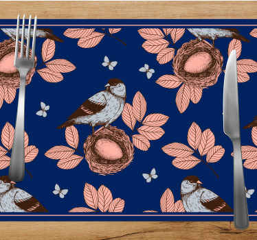 Afrikansk stil blå fuglerede originale dækkeservietter - TenStickers