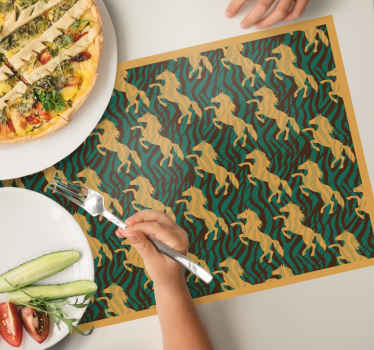 Grønn og brun hest i afrikansk stil spisebrikke original - Tenstickers