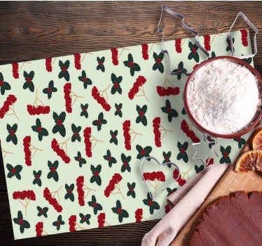Christmas placemats with berry pattern design - TenStickers