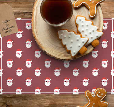 Mantel individual navideño Patrón rojo de santa claus - TenVinilo