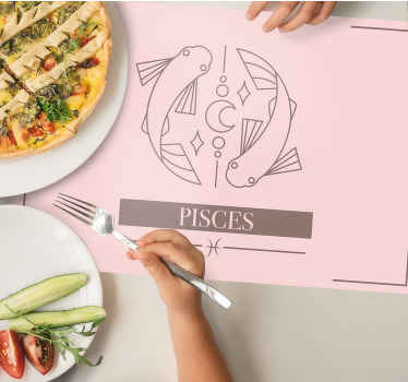 Mantel individual signo zodiacal Piscis rosa - TenVinilo