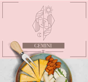 Mantel individual signo zodiacal Geminis rosa - TenVinilo