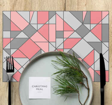 Pink and gray triangle art pattern placemats - TenStickers
