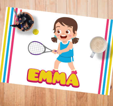 Pige tennisspiller med navn bord dækkeservietter - TenStickers
