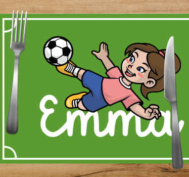 Tischset mit Namen Fußballspielerin mit Namen - TenStickers