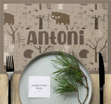 Tischset Kinder Waldtiere im skandinavischen stil - TenStickers
