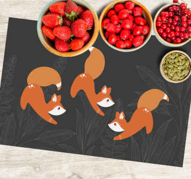 Scandinavian style foxes in forest placemats - TenStickers