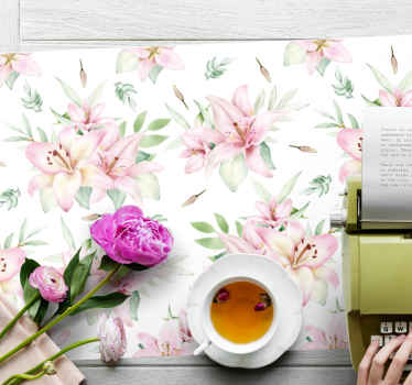 Rosa akvarell blommönster bordstablett - Tenstickers