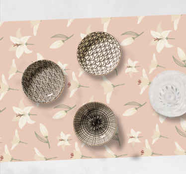 Individuais de mesa originais Lírio branco em fundo nude - TenStickers