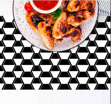 Black white hexagons textured placemats - TenStickers