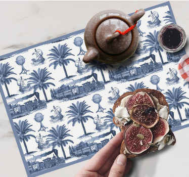 Fransk vintage i blå originalplaceringsunderlägg - Tenstickers