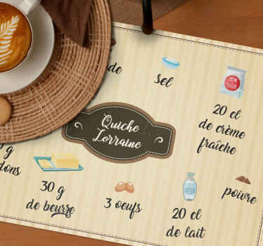 Set de table recette quiche lorraine - TenStickers