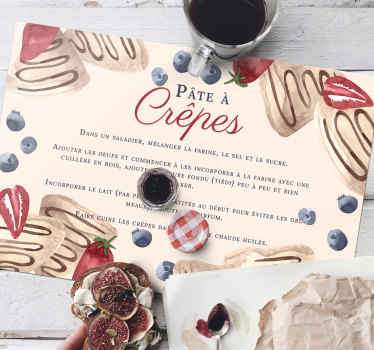 Set de table rectangulaire recette crêpes - TenStickers
