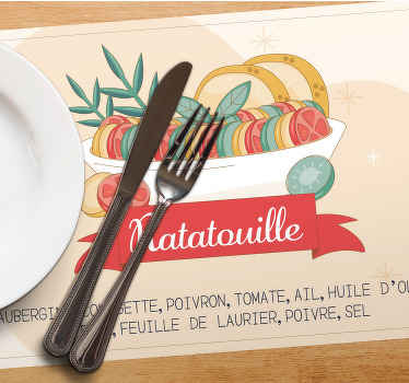 Set de table rectangulaire recette ratatouille - TenStickers