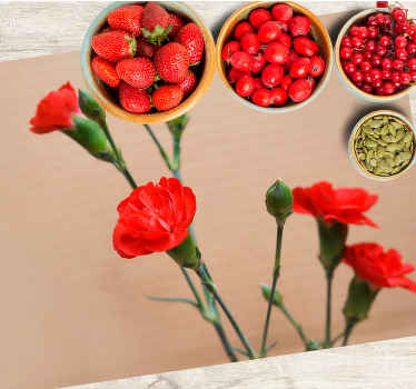 Mantel individual rectangular claveles rojos - TenVinilo