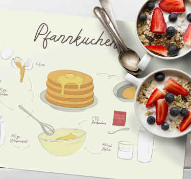Tischset Minimalistisches Pfannkuchen Rezept - TenStickers