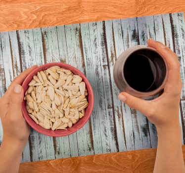 Mantel individual patrón madera decapada - TenVinilo