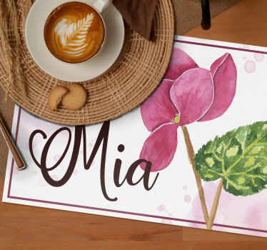 Tischset mit Namen Alpenblume Violett mit Name - TenStickers