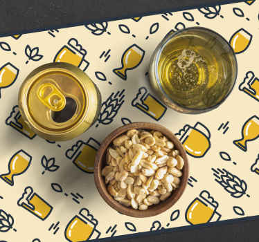 Tischset rechteckig Bier mit Reben - TenStickers