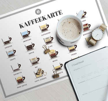 Tischsets originell Kaffeemenü - TenStickers