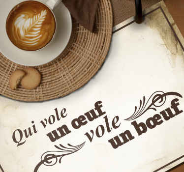 Set de table design citation Qui vole un œuf - TenStickers